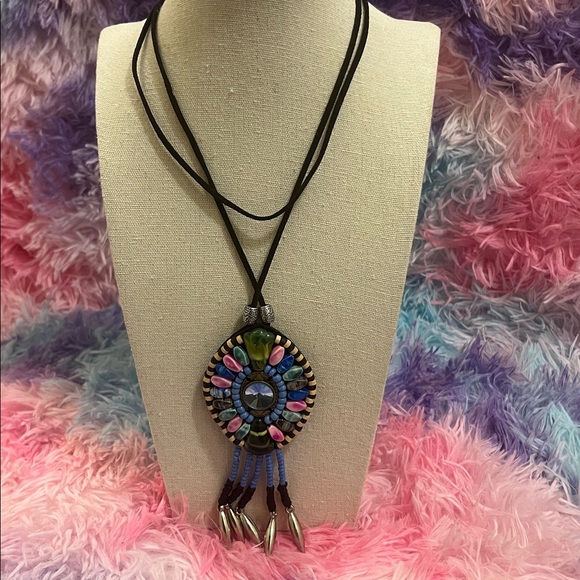 Colorful Beaded Pendant Necklace - Picture 4 of 6